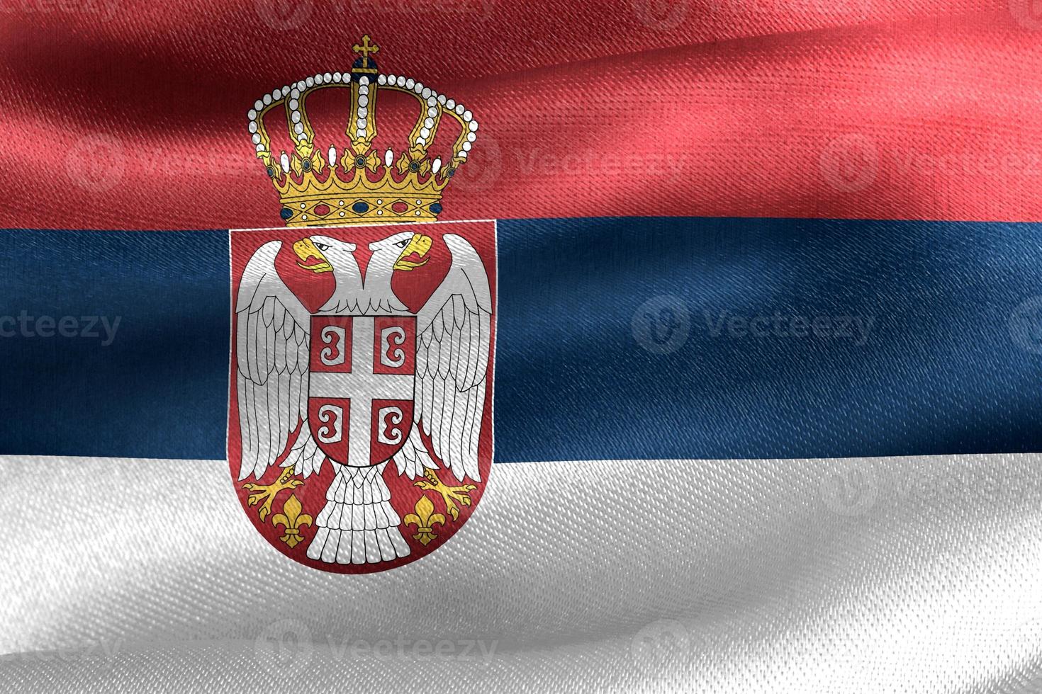 Ilustración 3d de una bandera serbia - bandera de tela ondeante realista foto