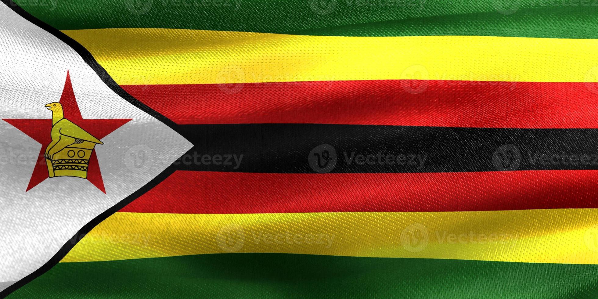 3D-Illustration of a Zimbabwe flag - realistic waving fabric flag photo