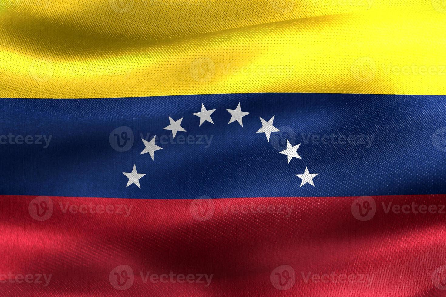 Ilustración 3d de una bandera de venezuela - bandera de tela ondeante realista foto
