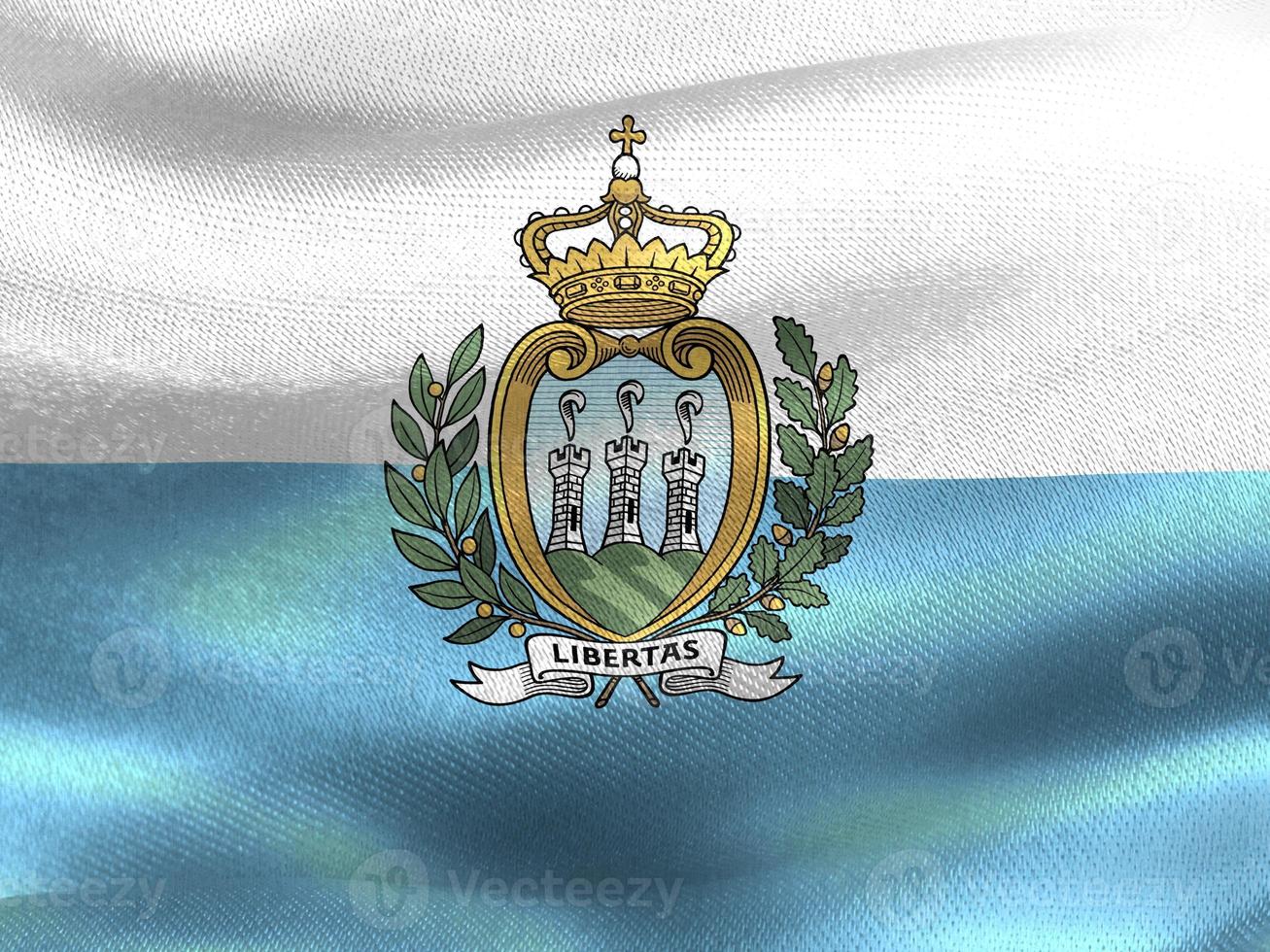 3D-Illustration of a San Marino flag - realistic waving fabric flag photo