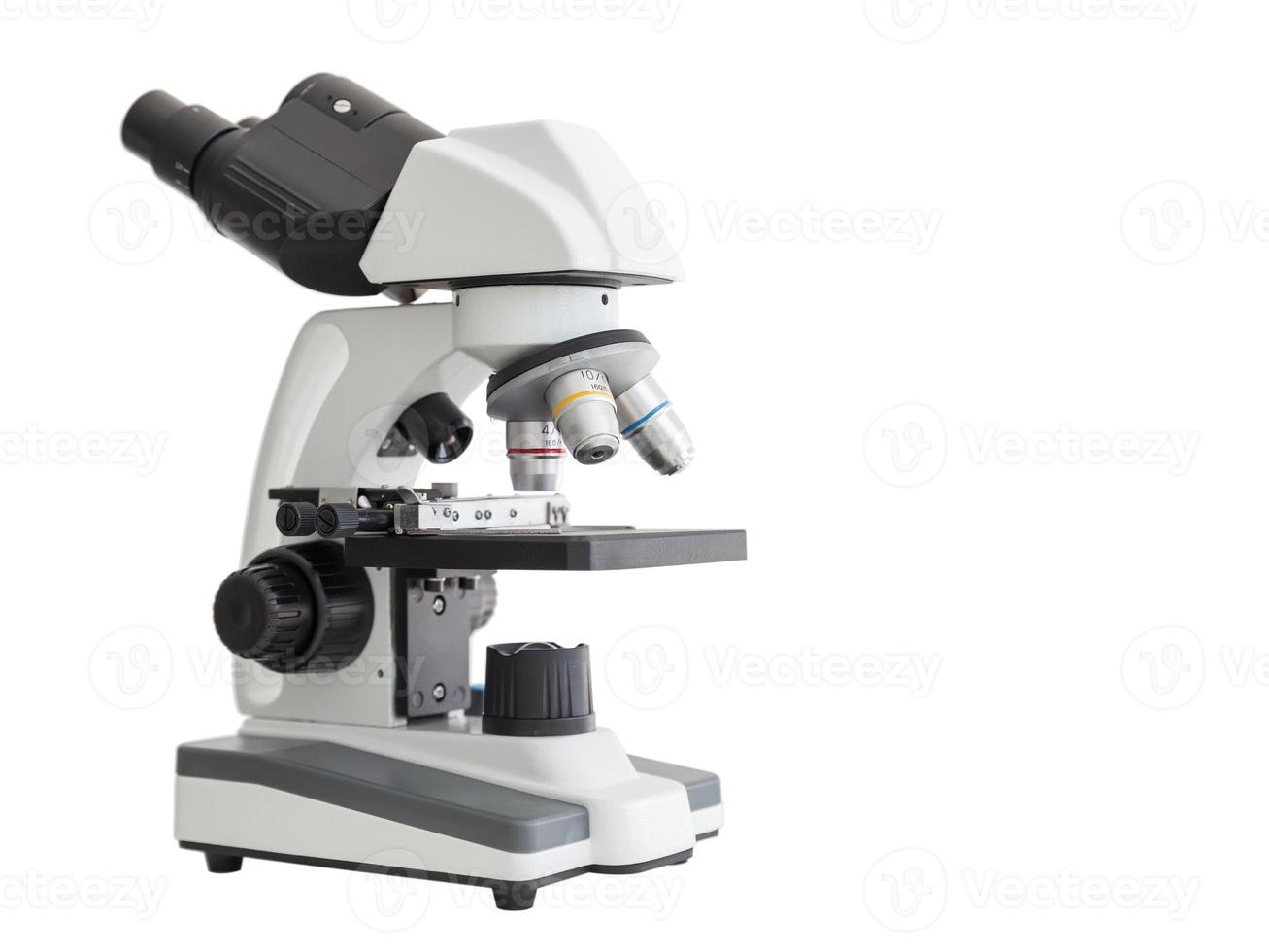 Microscope isolated on white background. photo