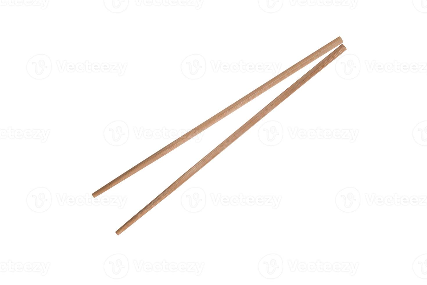 Rejection of plastic concept. Empty wooden chopsticks isolated on white background photo