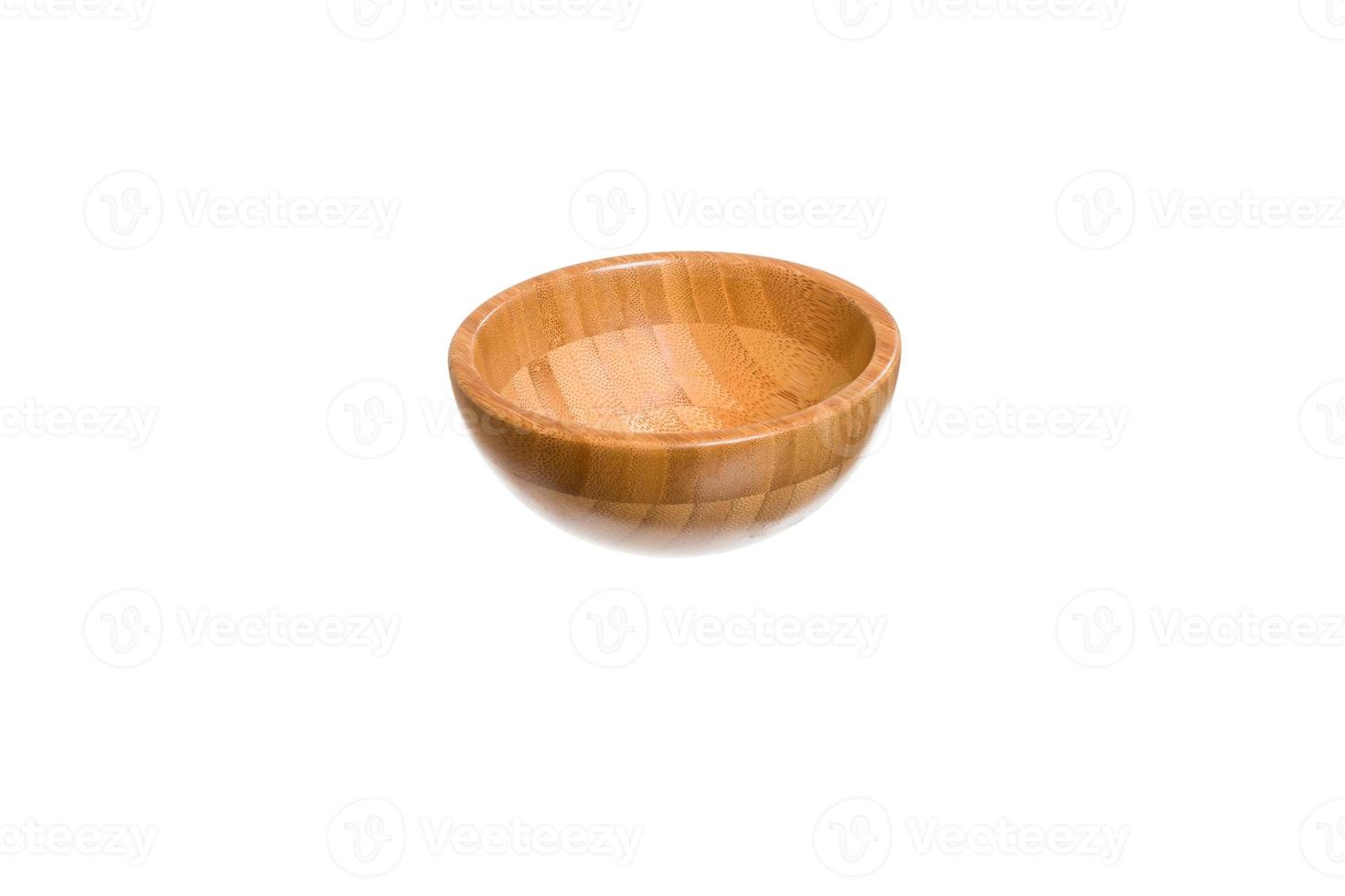 Rejection of plastic concept. Empty Wooden plate isolated on white background. photo