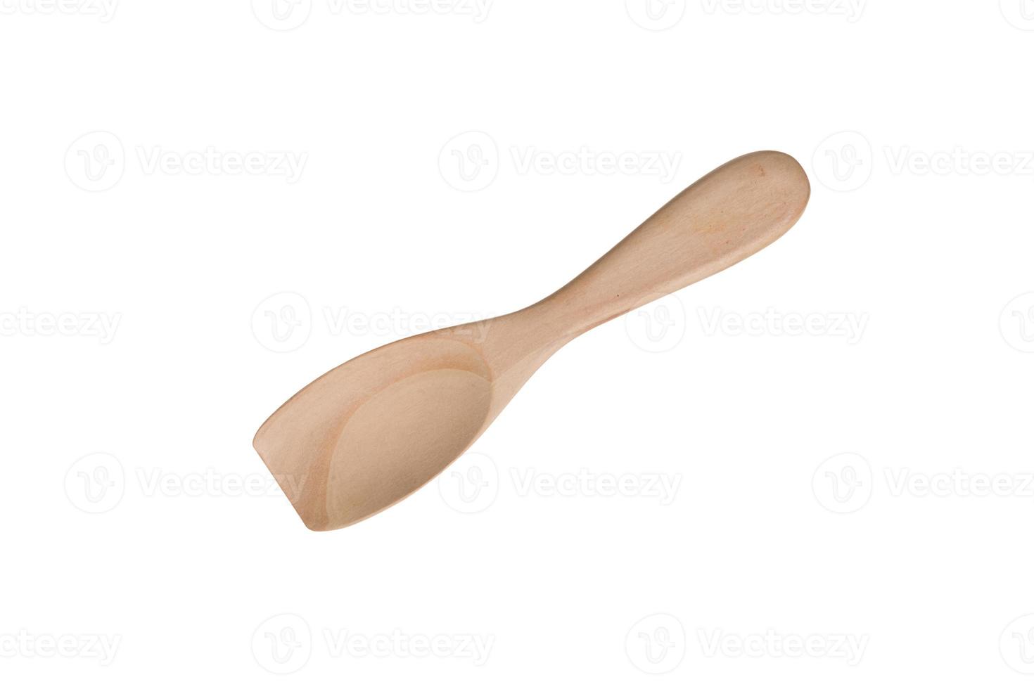 Rejection of plastic concept. Empty wooden Cutlery isolated on white background photo