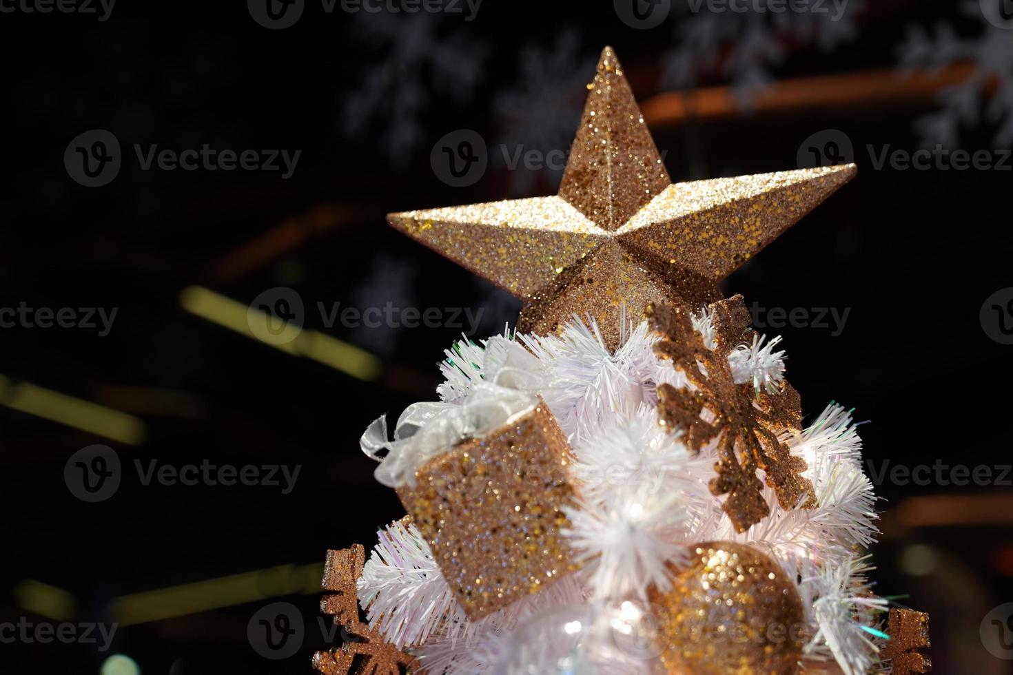 christmas gold theme decoration with bow and gift box. photo