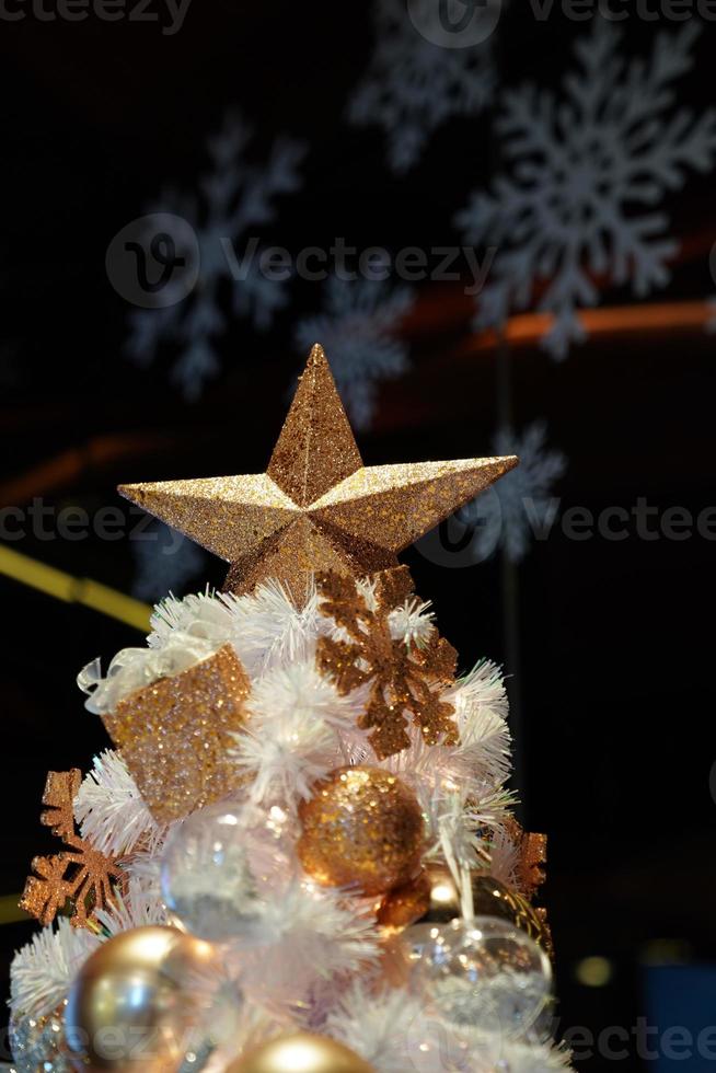 christmas gold theme decoration with bow and gift box. photo