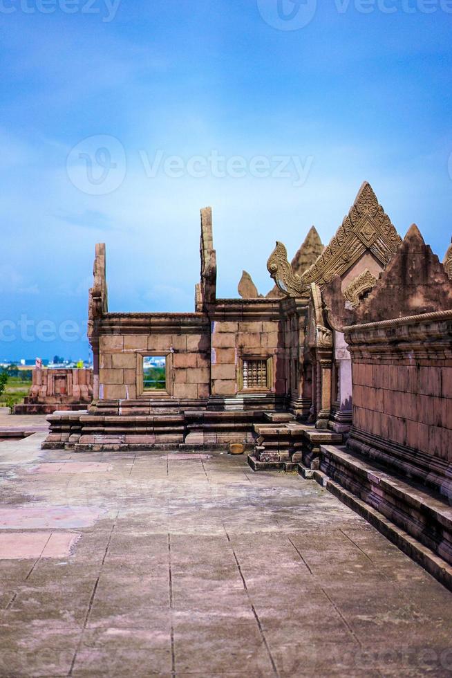 Old Thailand vintage ancient building create by red brick. photo