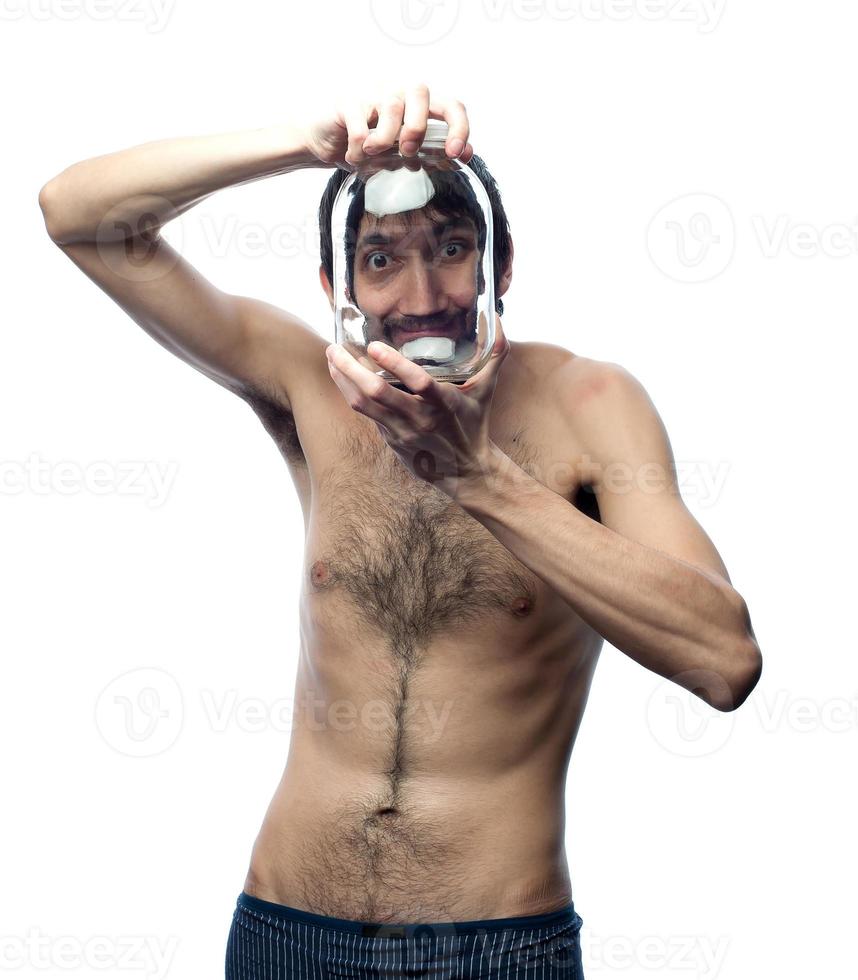 young man posing on white background photo