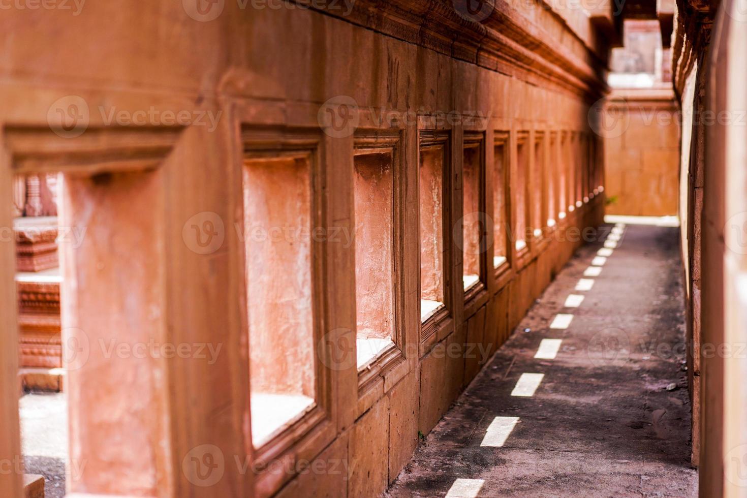 Old Thailand vintage  ancient building create by red brick. photo