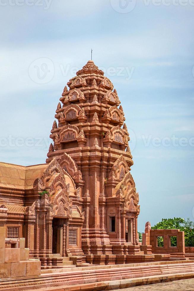 Old Thailand vintage  ancient building create by red brick. photo