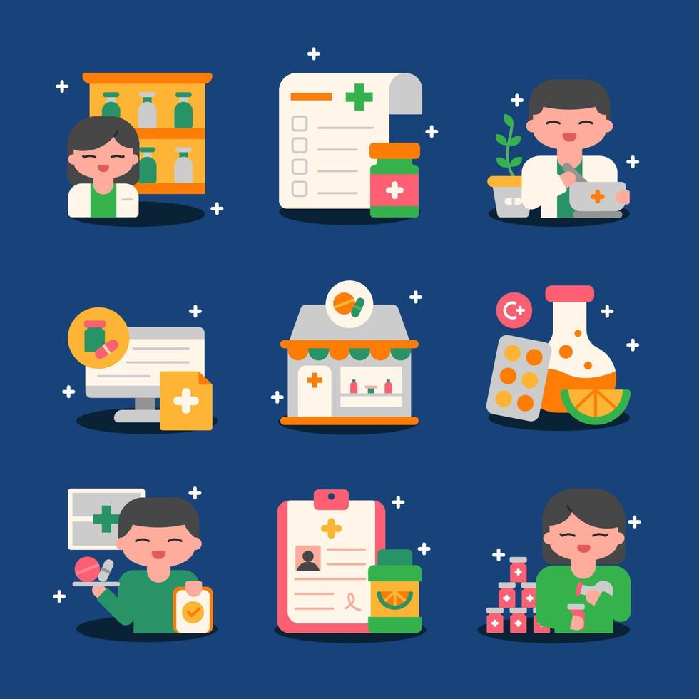 Apothecaries Icon Set Concept vector