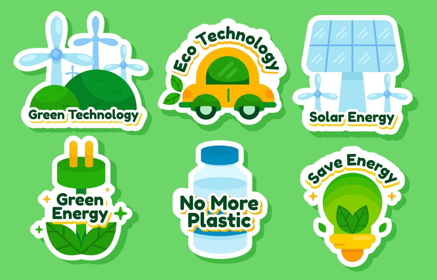 Green Technology Sticker Set Concept vector