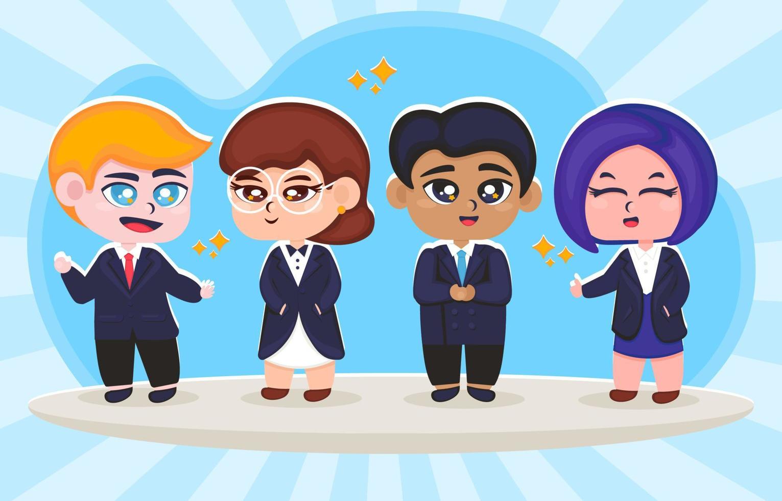 Cute Businessmen and Businesswomen Wearing Suits Character vector
