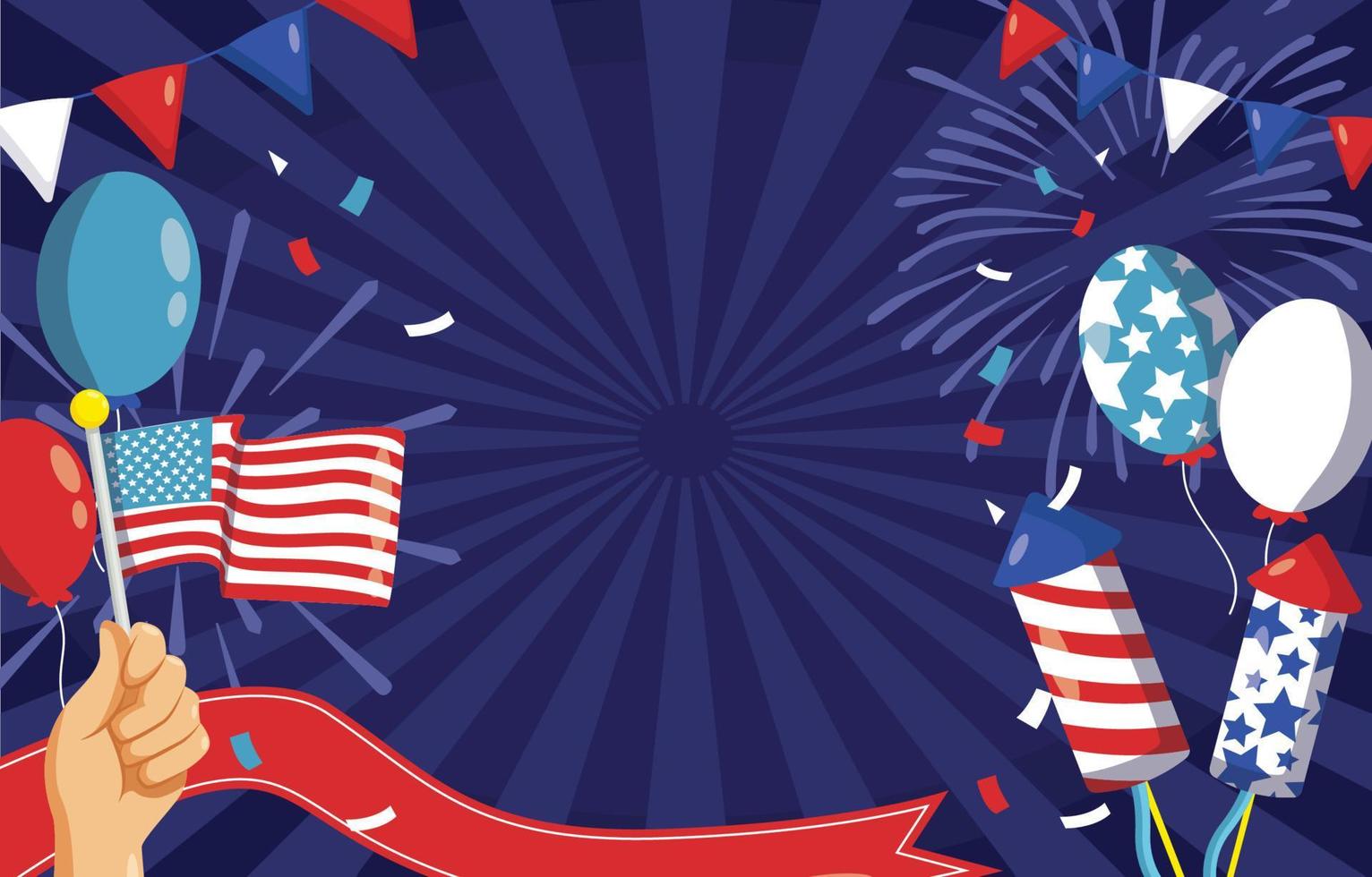 Festival Fireworks 4th of July Background Concept vector