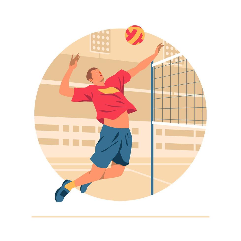 hombre jugando voleibol vector