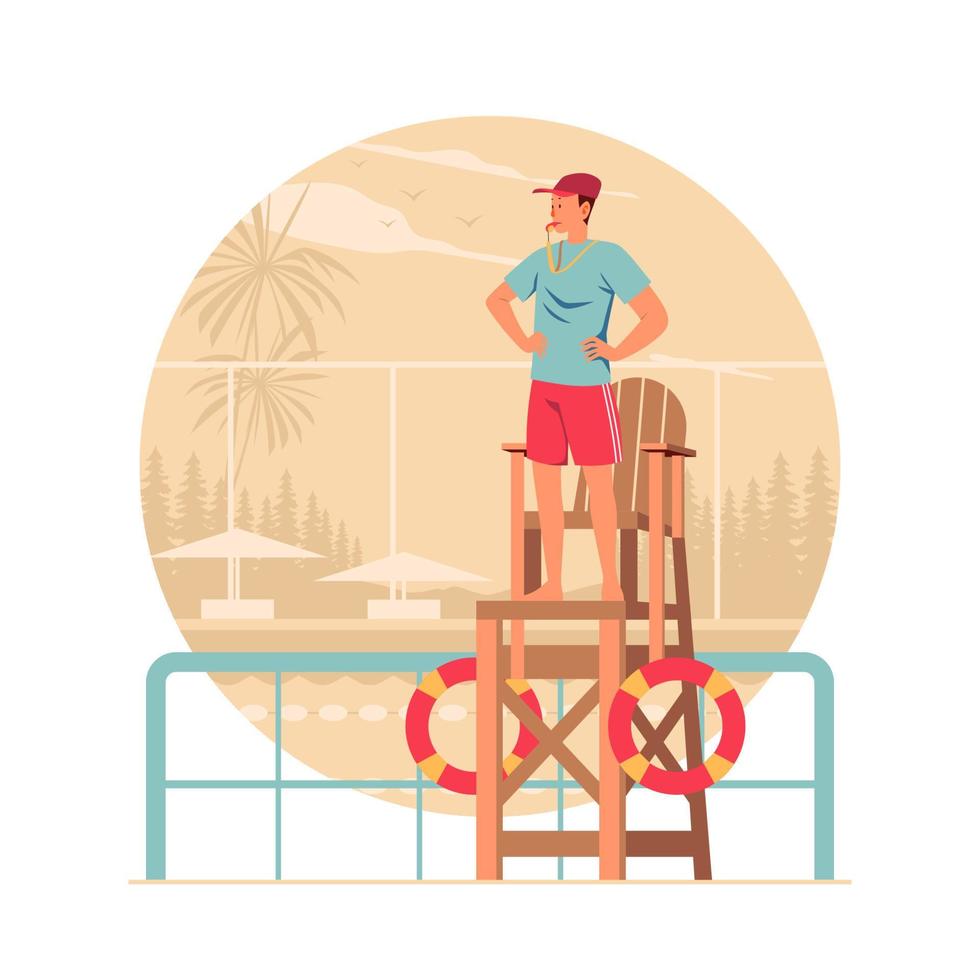 Swimming Pool Lifeguard Concept vector