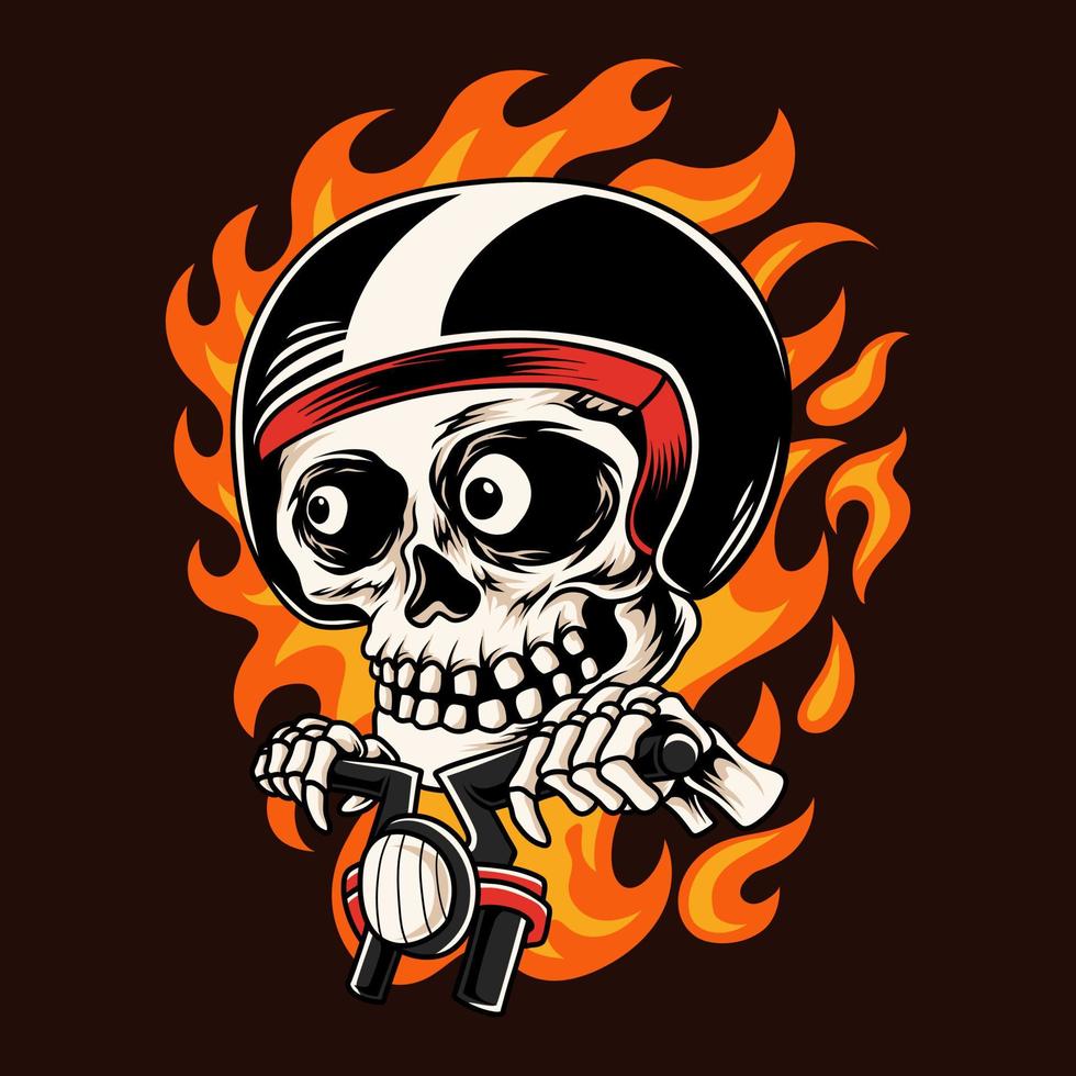 cabeza de calavera andar en bicicleta vector