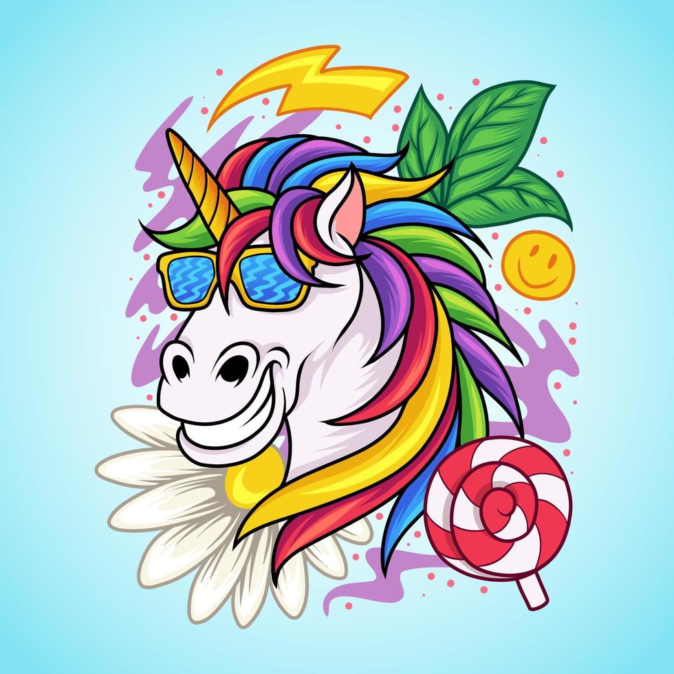 garabato de cabeza de unicornio vector