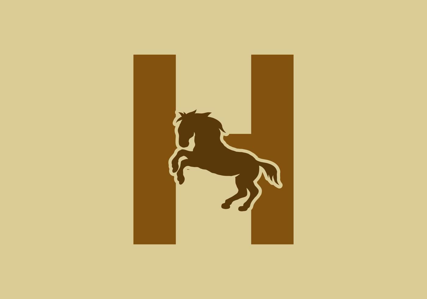 letra inicial h con forma de caballo vector