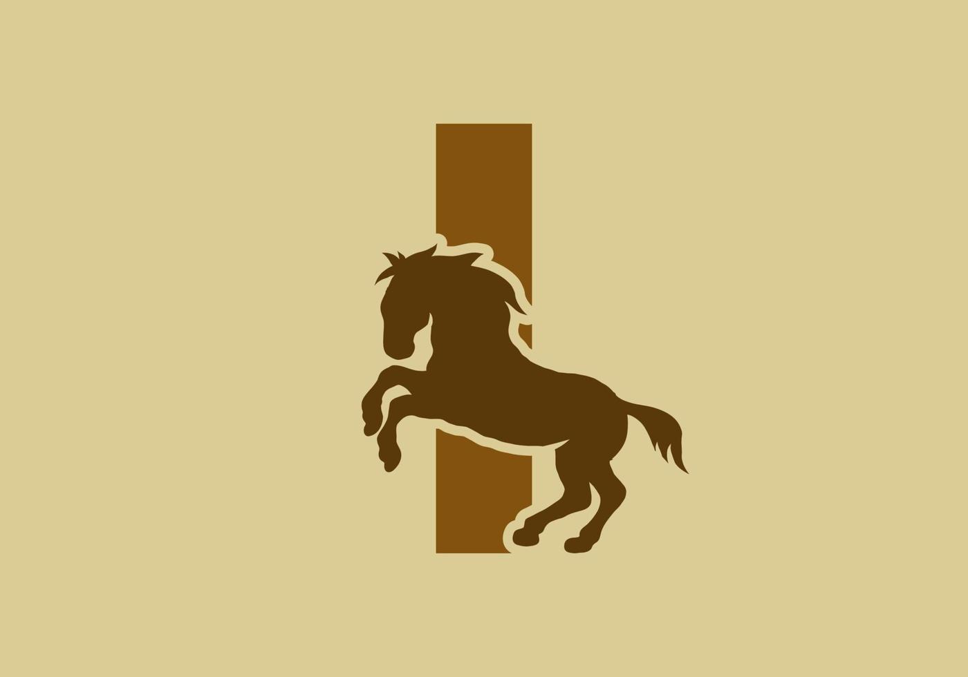 Initial letter i with horse shape vector