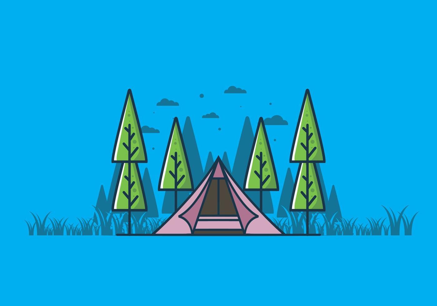 Triangle tent camping flat illustration vector