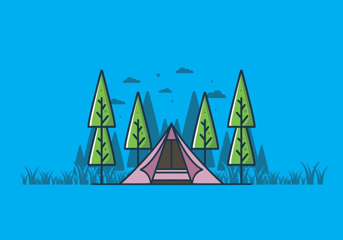 tienda triangular camping ilustración plana vector