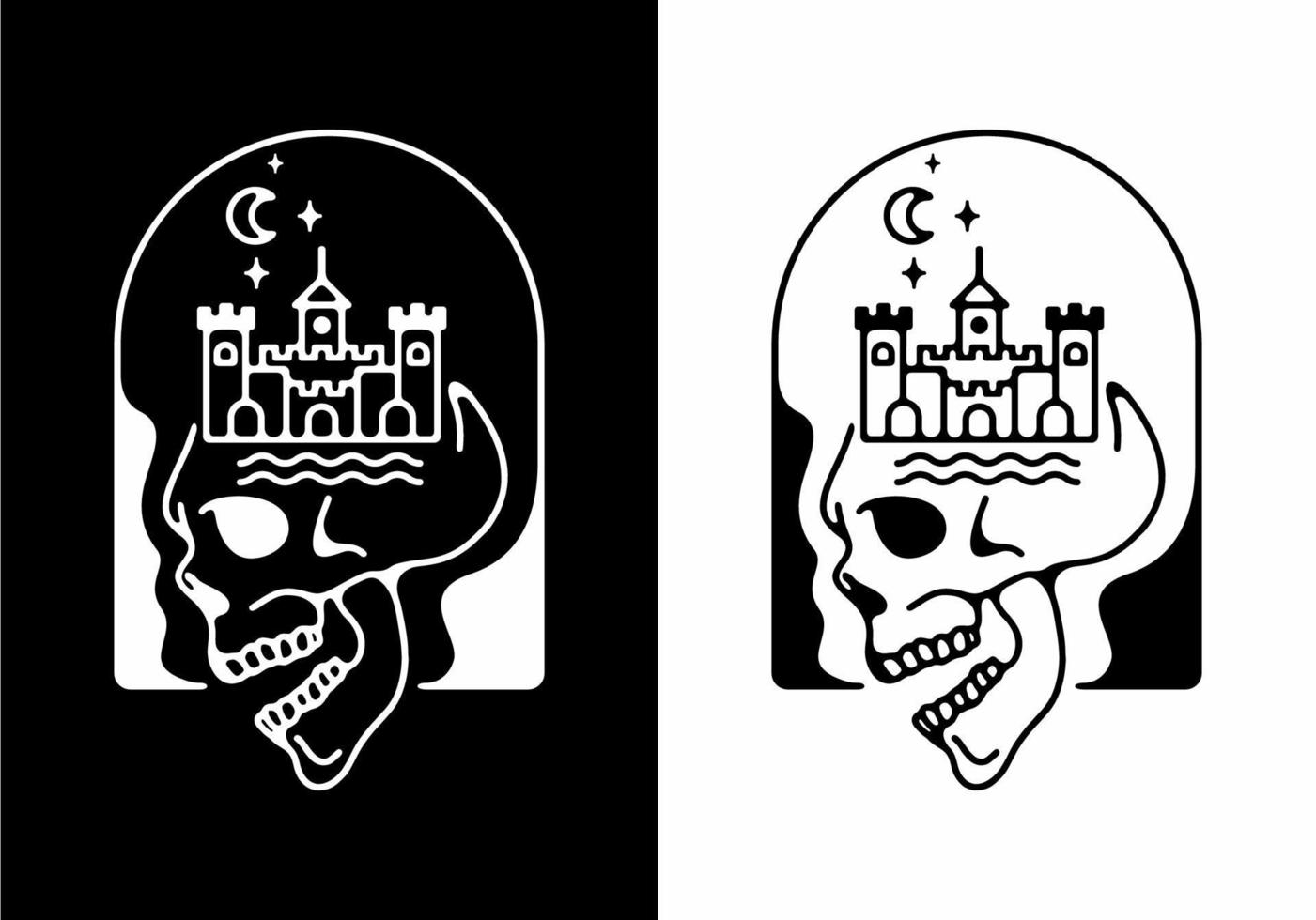 Kingdom of skull line art badge vector