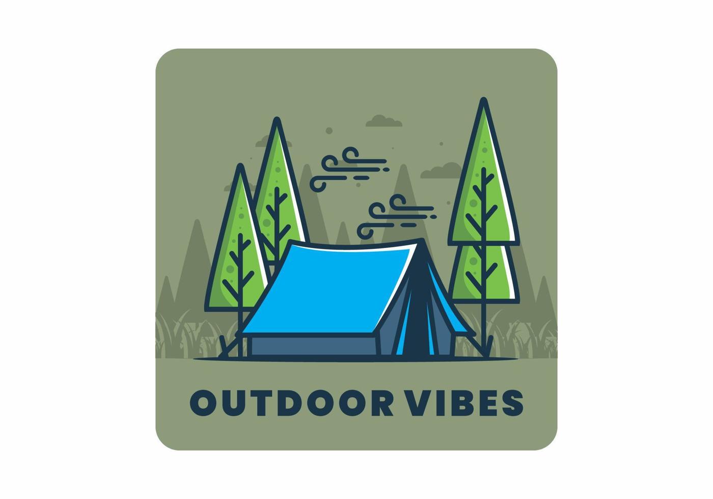 Big camping tent and pine trees illustration vector