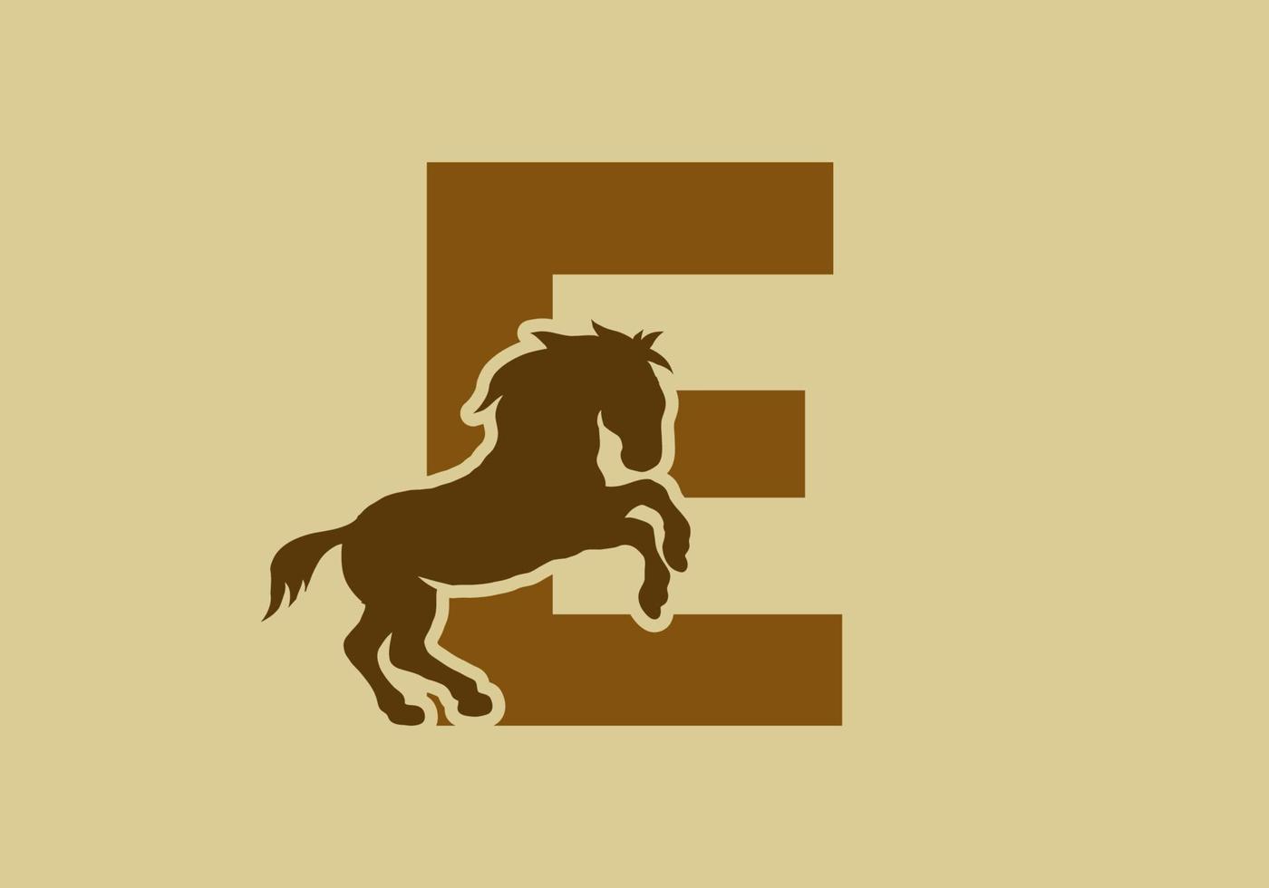 Initial letter E with horse shape vector