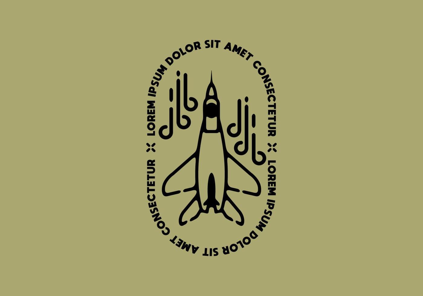 Line art flying jet with lorem ipsum text vector