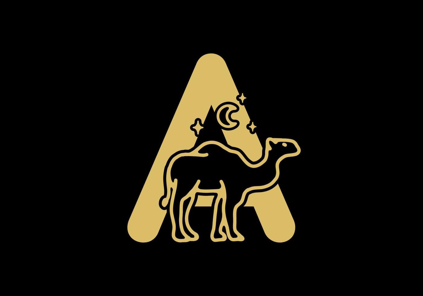 brown color of A initial letter with camel shape vector