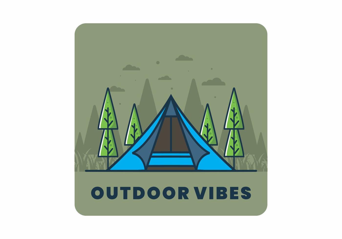 Triangle tent camping flat illustration vector