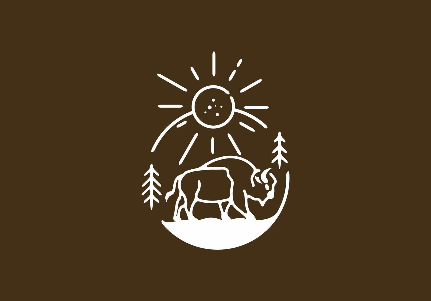 Line art illustration of bison vector