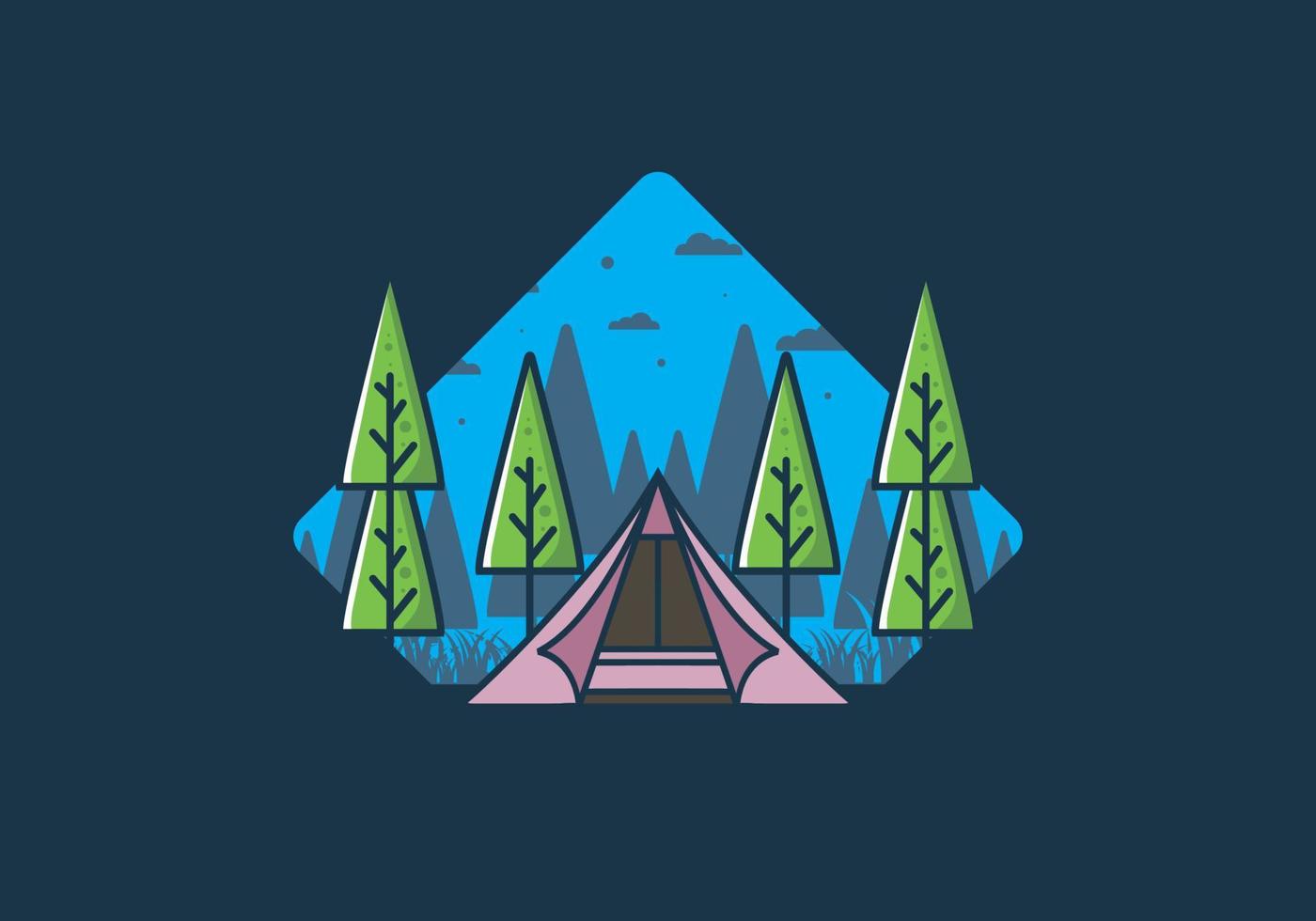 Triangle tent camping flat illustration vector
