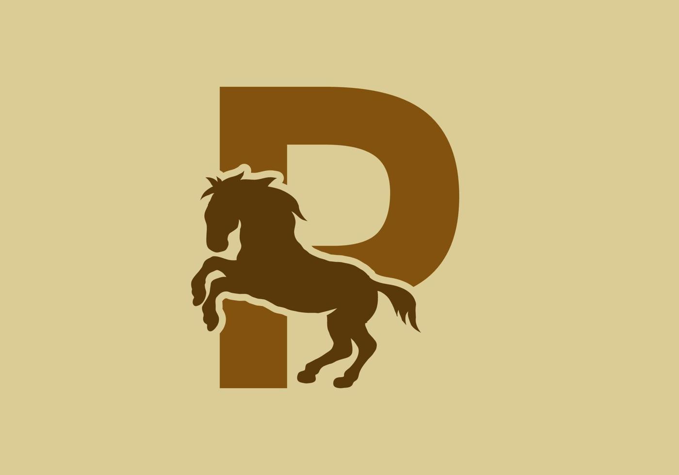 Initial letter P with horse shape vector