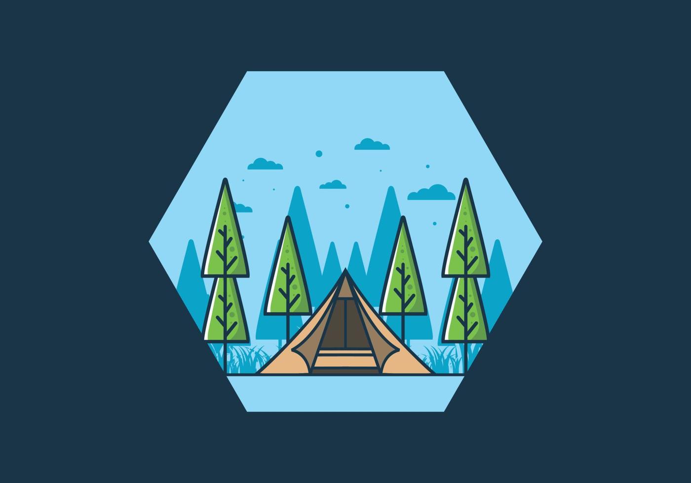 tienda triangular camping ilustración plana vector