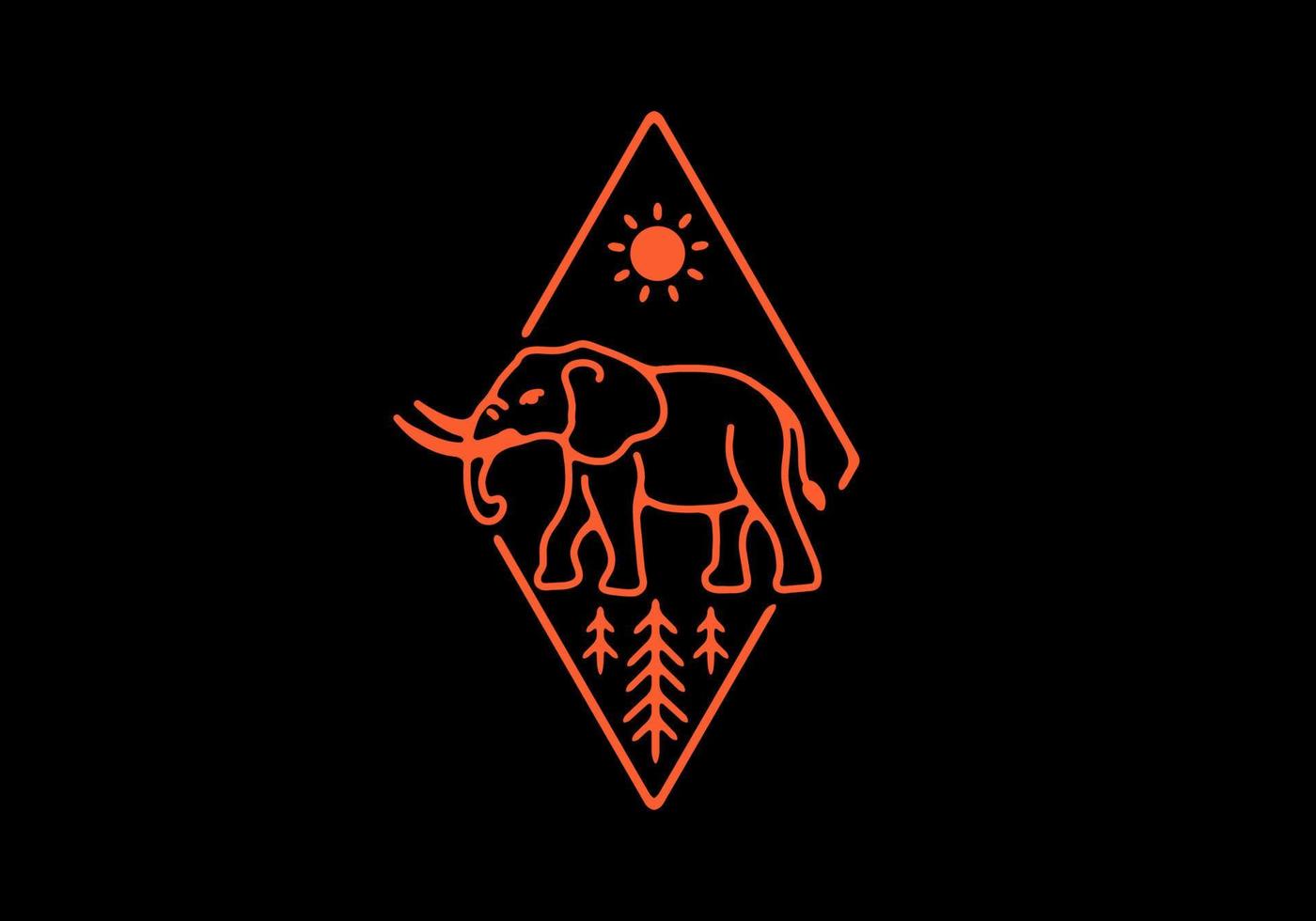 Line art illustration of elephant vector