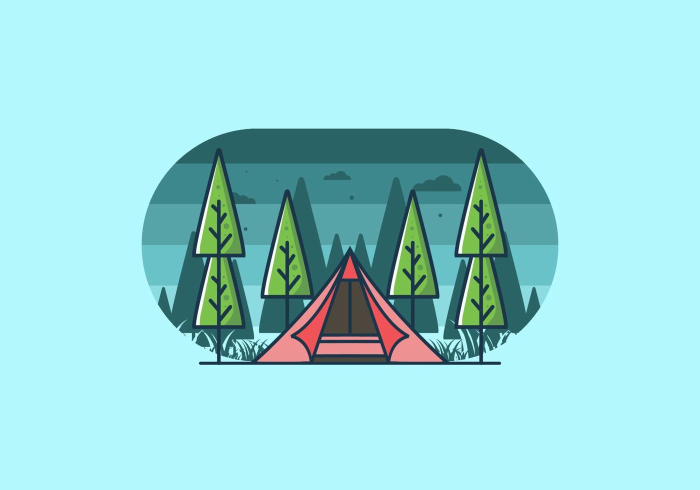 tienda triangular camping ilustración plana vector