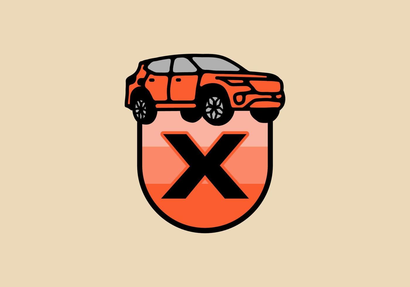 Line art illustration of car with X initial letter vector