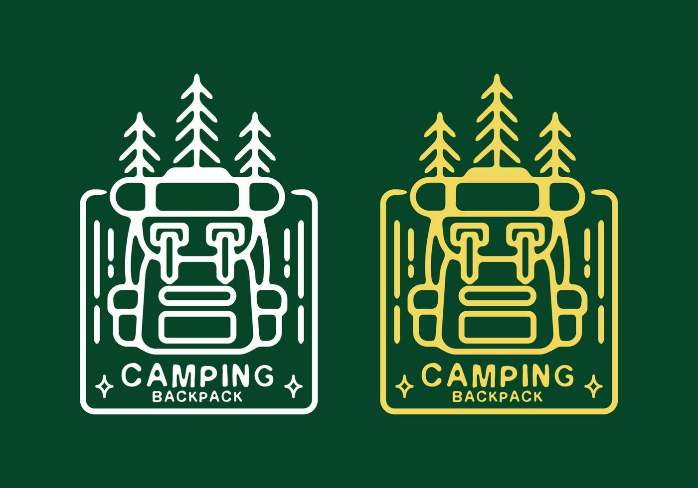 Line art illustration of camping backpack white and yellow color vector