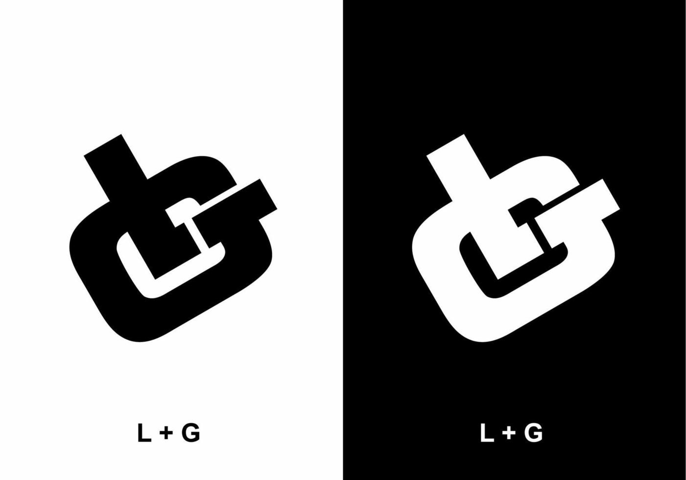 LG initial letter in black and white color vector