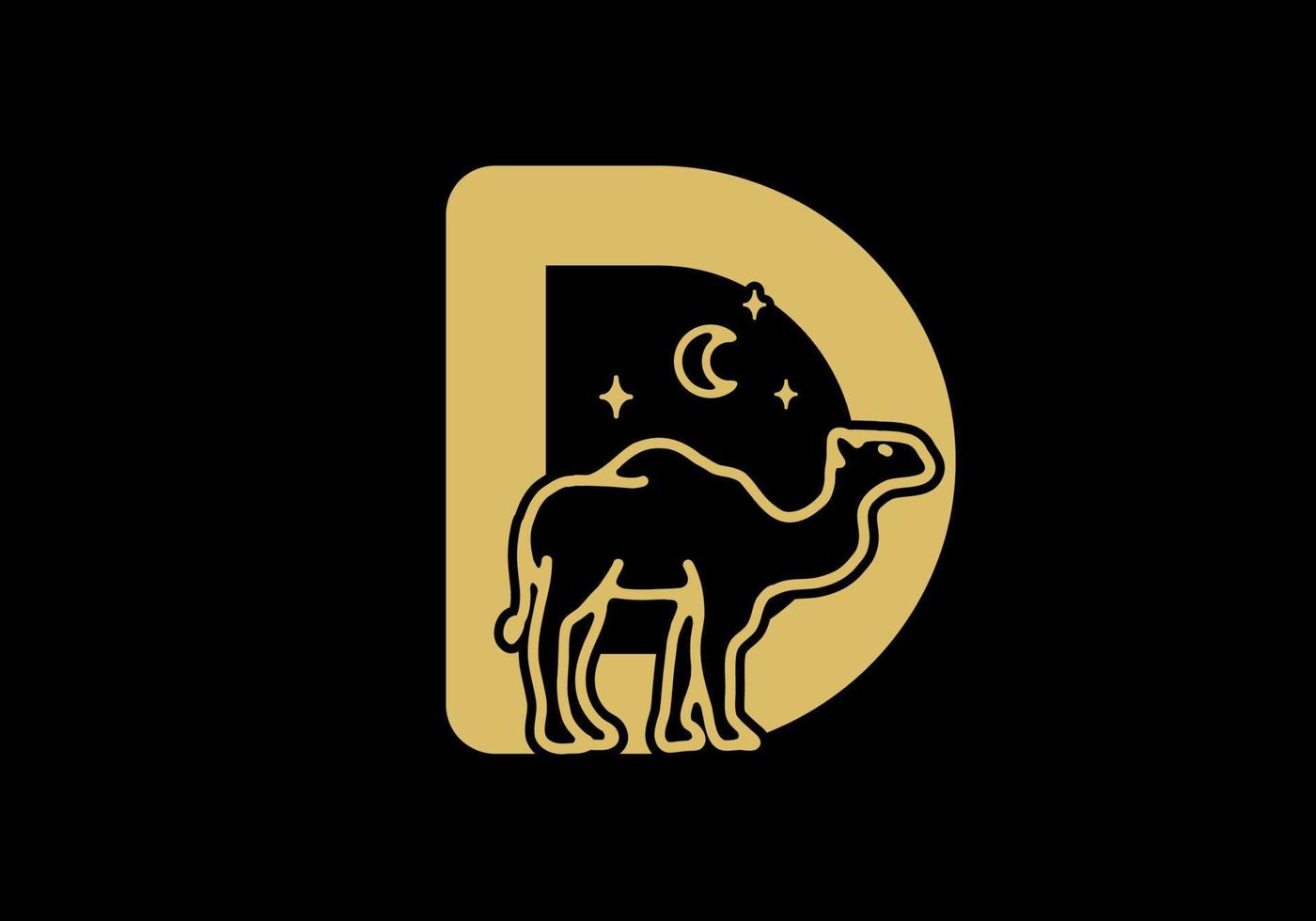 brown color of D initial letter with camel shape vector