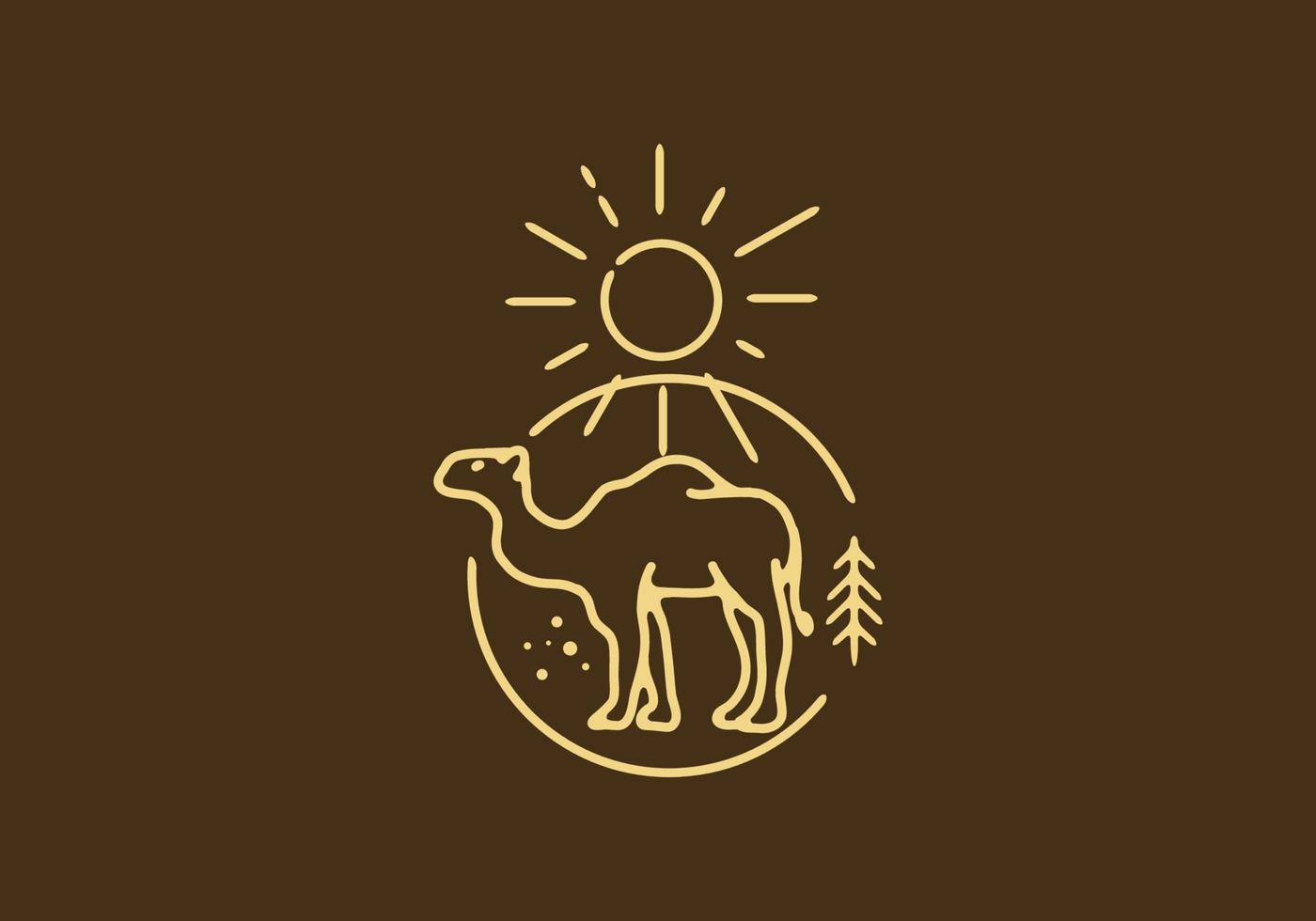 Line art illustration of camel vector