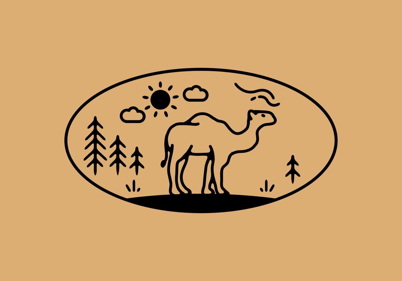 Line art illustration of camel vector