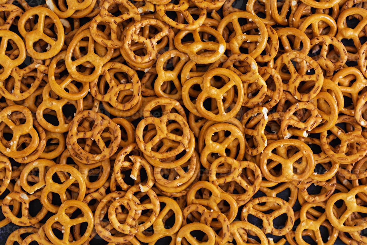 Background of salted pretzel. Top view photo