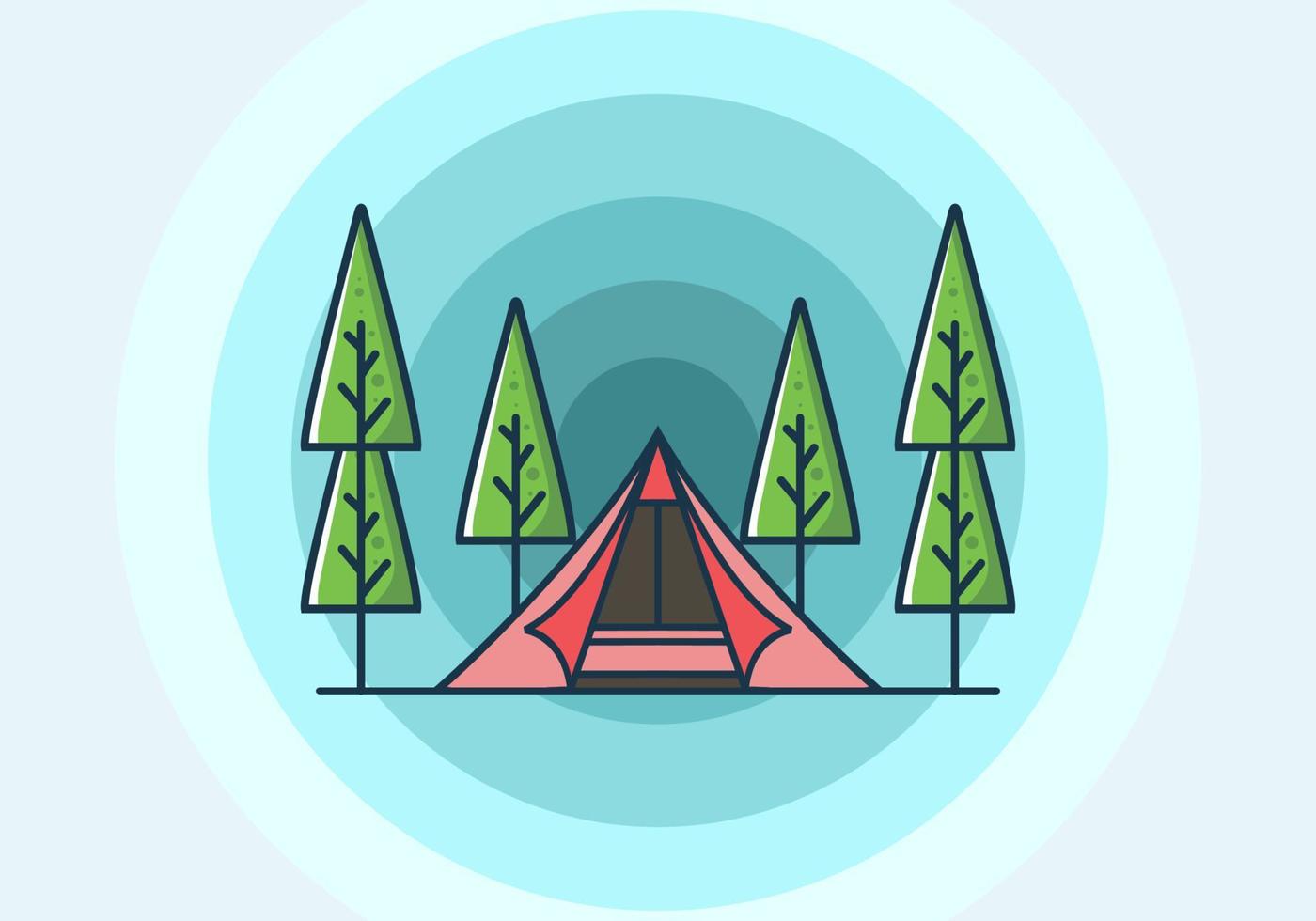 Triangle tent camping flat illustration vector