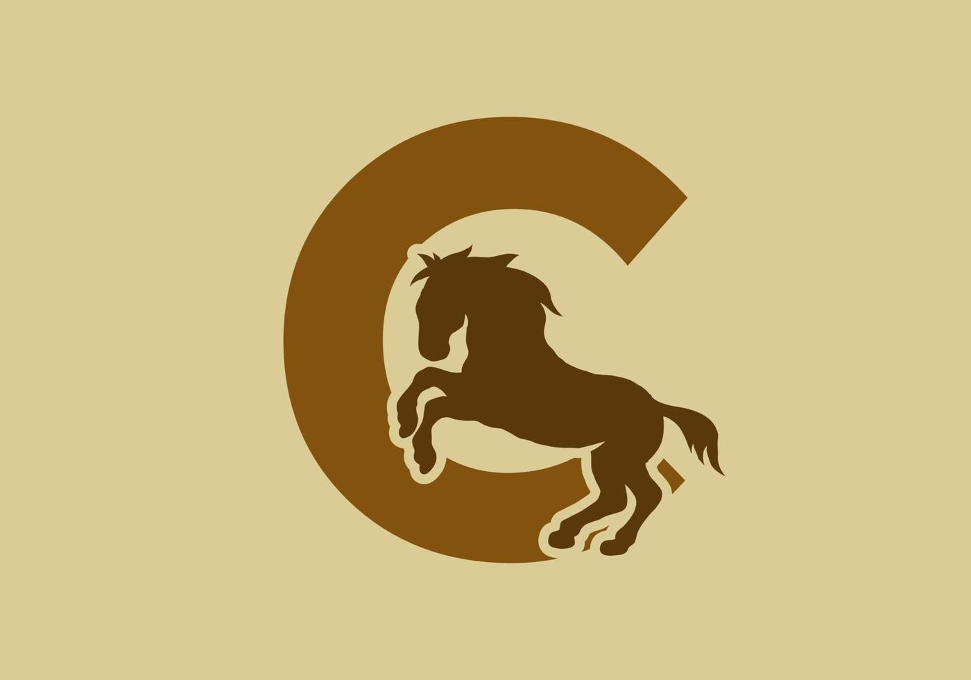 Initial letter C with horse shape vector