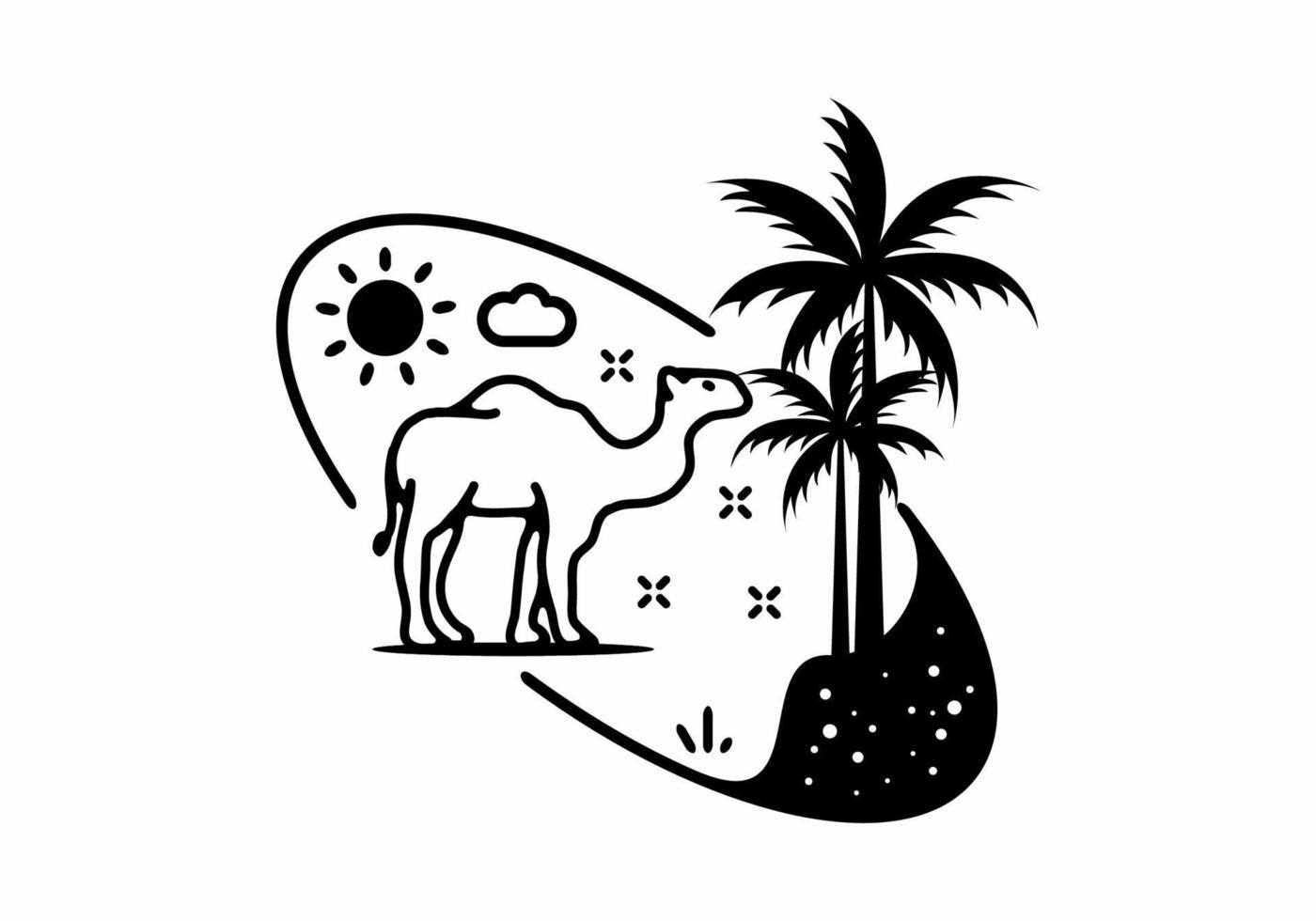Line art illustration of camel vector