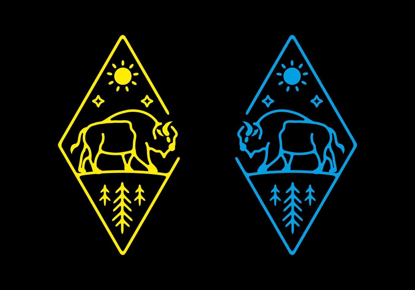 Line art illustration of bison vector