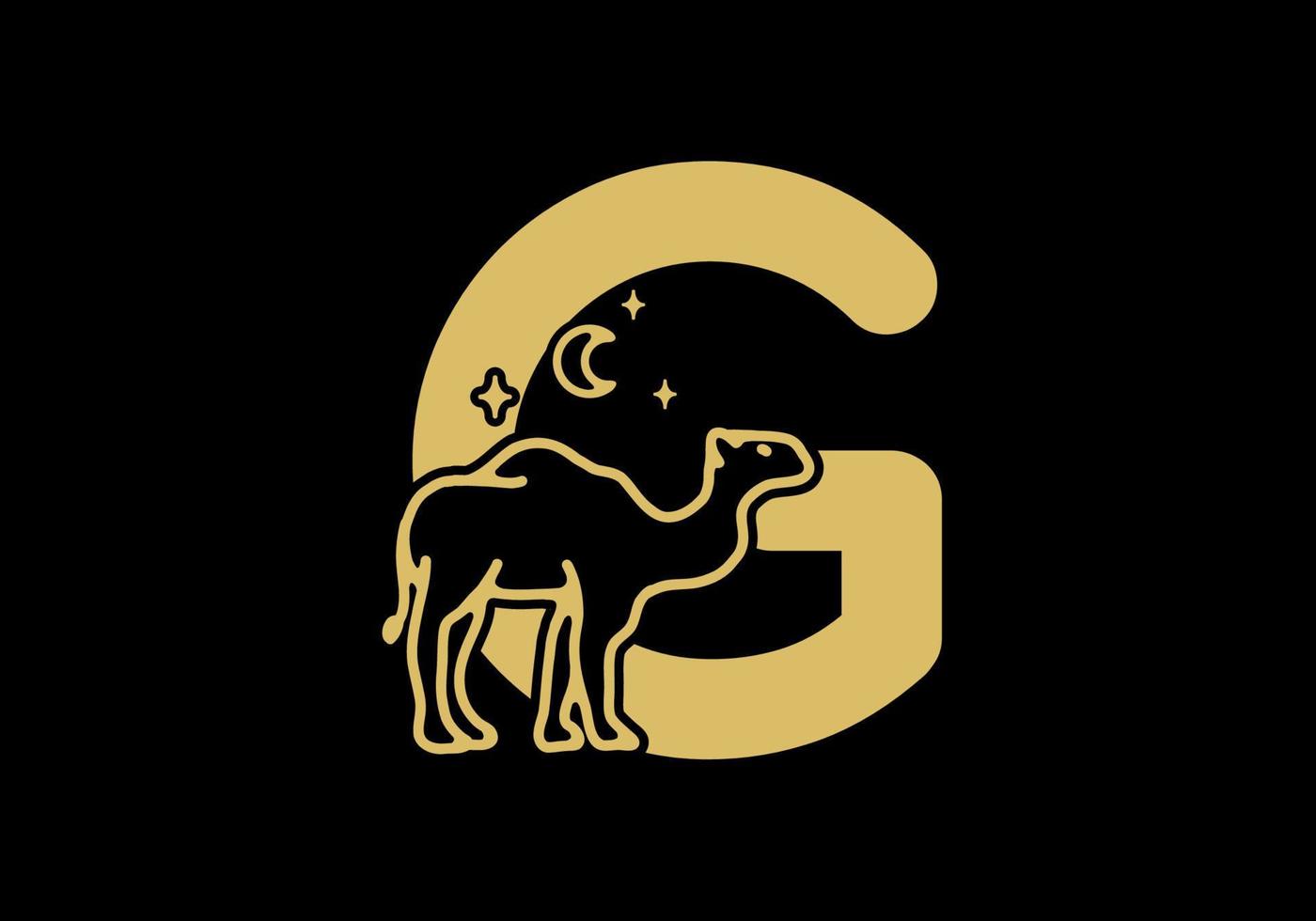 brown color of G initial letter with camel shape vector